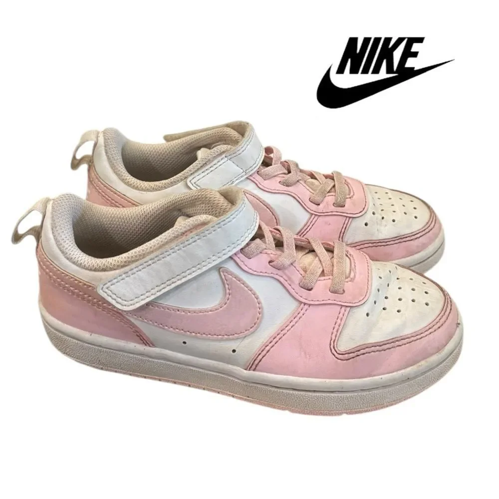Nike Kids Preschool Court Borough Low Recraft Pink White Shoes Sneakers 13C